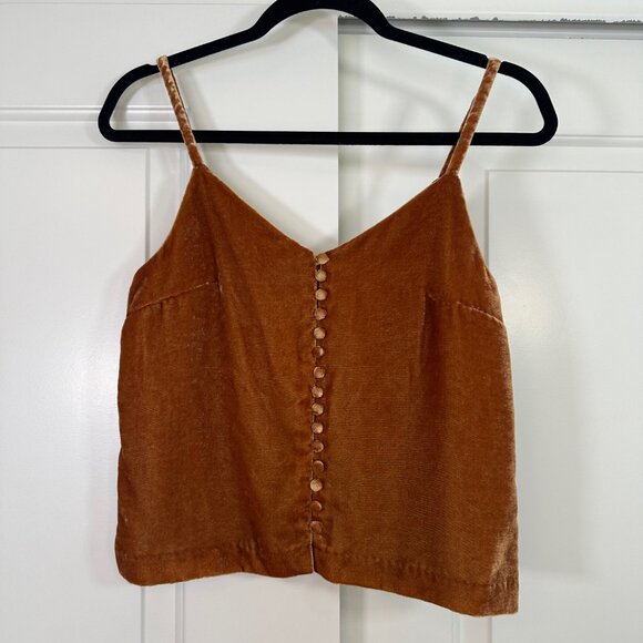 Madewell Velvet Button-Down Cami in Vintage Gold - 00 - Picture 4 of 11